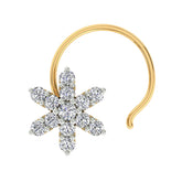 18k Yellow Gold Round Brilliant Cut Statement Diamond Nose Pin with Wire of 0.06 Carat